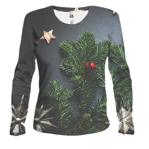 Жіночий 3D лонгслів Christmas tree branch