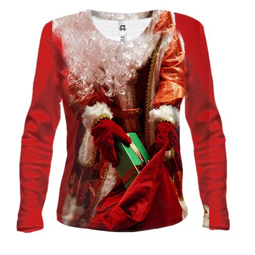 Жіночий 3D лонгслів Santa Claus with a bag