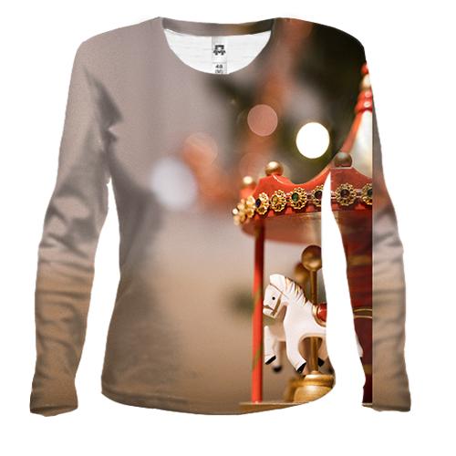 Женский 3D лонгслив Christmas carousel