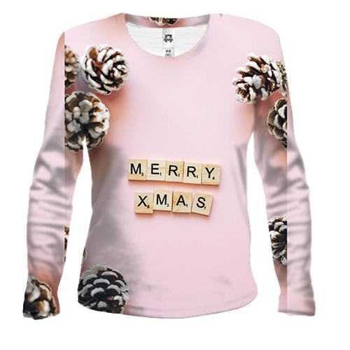 Женский 3D лонгслив Merry Christmas 2