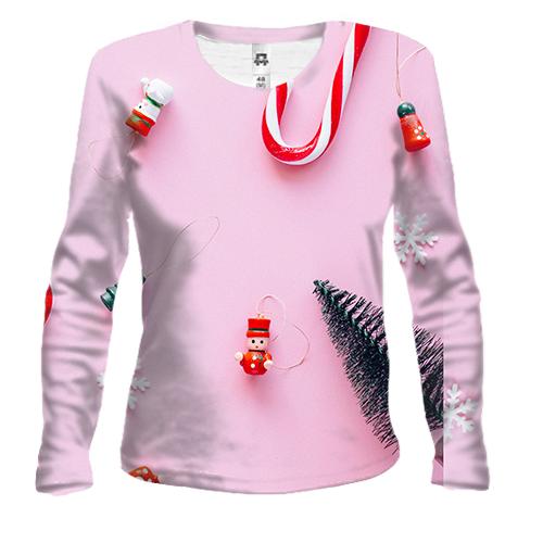 Женский 3D лонгслив Christmas candy 3