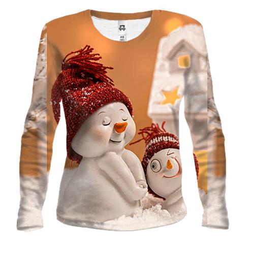 Жіночий 3D лонгслів Christmas toy snowman