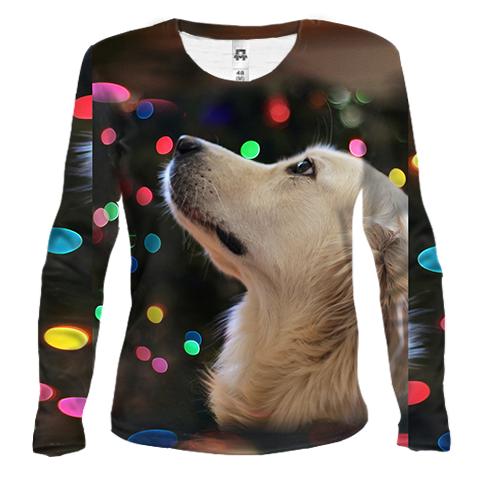 Женский 3D лонгслив New year dog