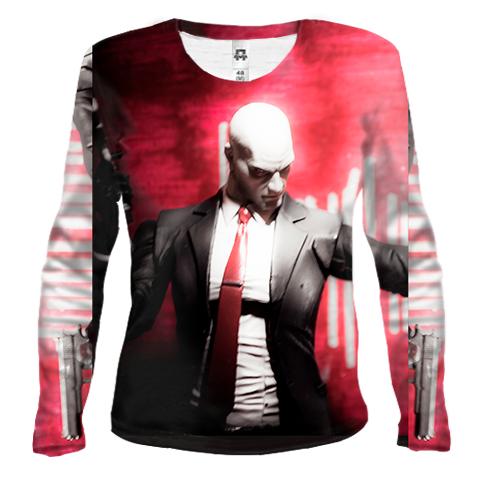 Жіночий 3D лонгслів Man with pistol on red background