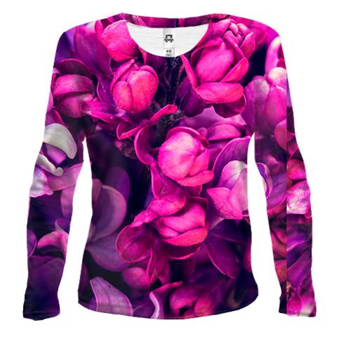 Женский 3D лонгслив Purple petals pattern