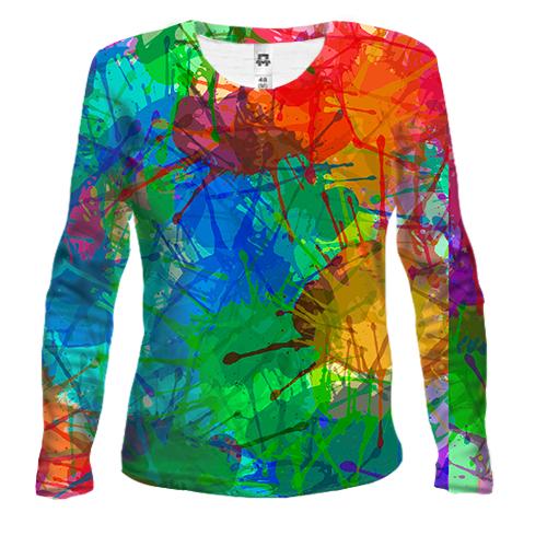 Жіночий 3D лонгслів Multicolored blots