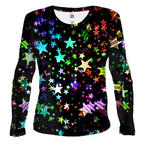 Женский 3D лонгслив Multicolored stars
