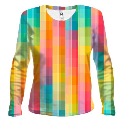 Жіночий 3D лонгслів Rainbow squares
