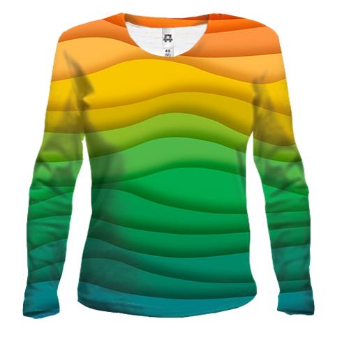 Женский 3D лонгслив Rainbow waves