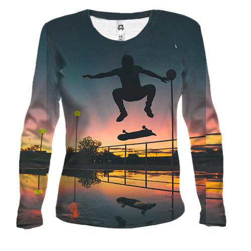 Жіночий 3D лонгслів Skate and sunset