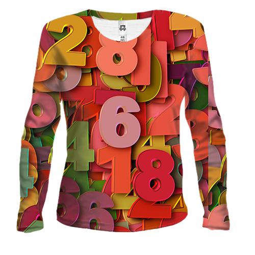 Жіночий 3D лонгслів Multicolored numbers