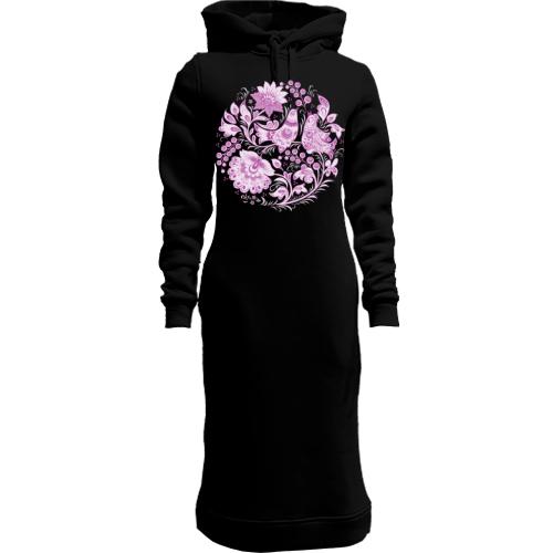 Жіноча толстовка-плаття з фіолетовим орнаментом