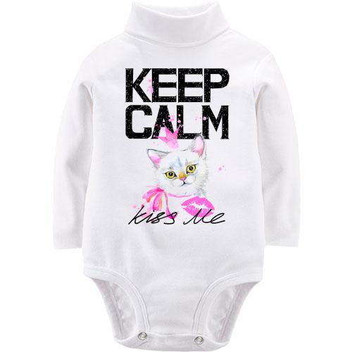 Дитячий боді LSL з кошеням Keep calm and kiss me