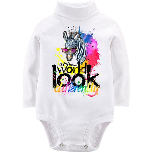 Дитячий боді LSL Look at the world differently з зеброю