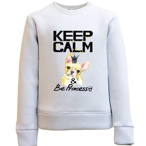 Детский свитшот с Французским Бульдогом (keep calm & be princess