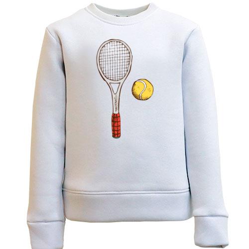 Детский свитшот с теннисной ракеткой и желтым мячом
