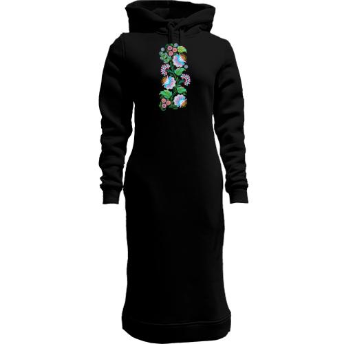Женская толстовка-платье с петриковским орнаментом в стиле вышив