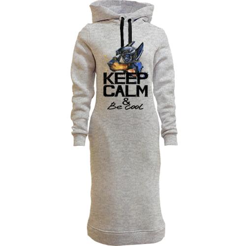 Женская толстовка-платье с доберманом 