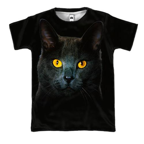 3D футболка с черным котом