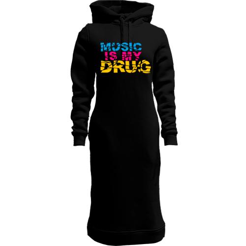 Женская толстовка-платье Music is my drug