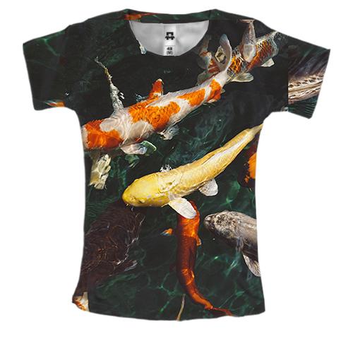 Женская 3D футболка Яркие рыбки