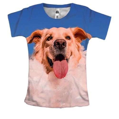 Жіноча 3D футболка щасливий пес