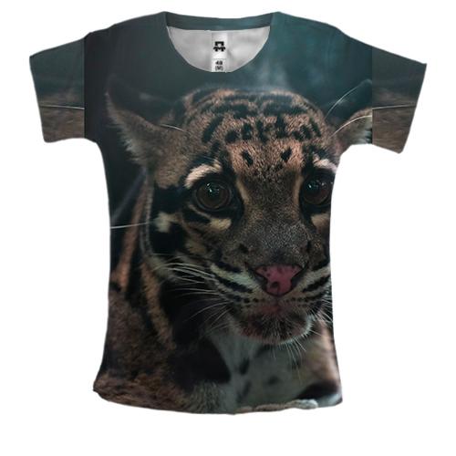 Женская 3D футболка Дикий кот