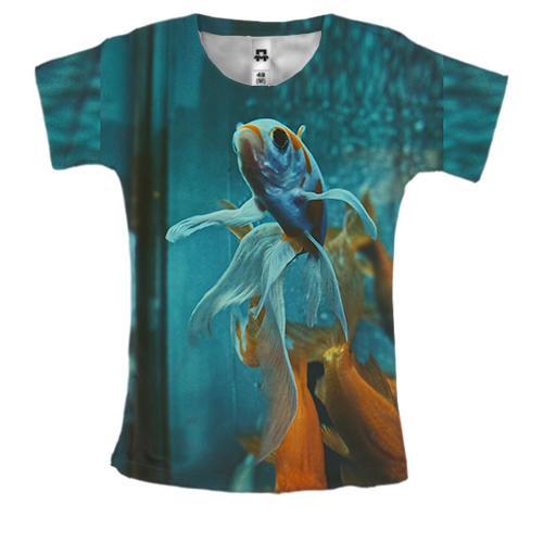 Женская 3D футболка Золотая рыбка