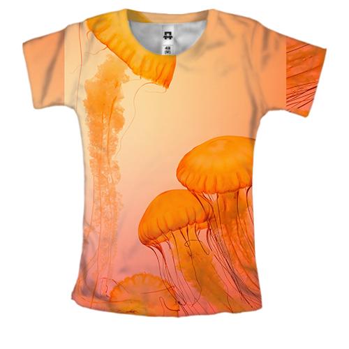 Женская 3D футболка Медузы 8