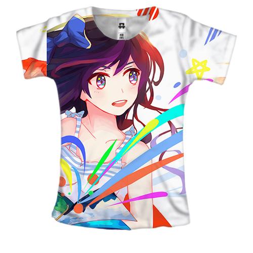 Женская 3D футболка Anime girl.