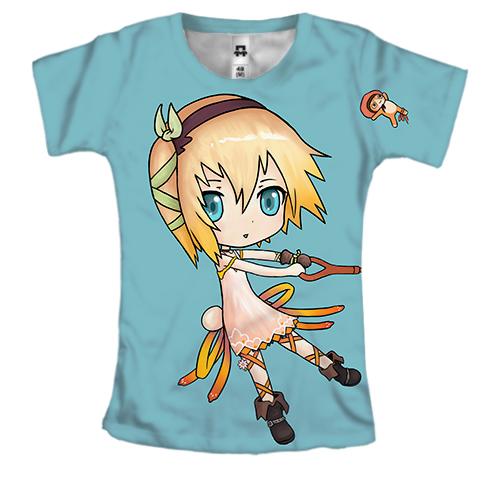 Женская 3D футболка Anime girl . Umbrella