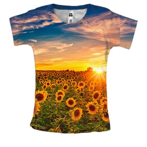 Жіноча 3D футболка поле соняшників