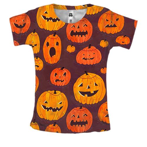 Женская 3D футболка Halloween pattern..