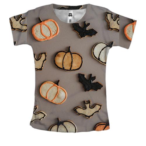 Женская 3D футболка Halloween pattern 1..