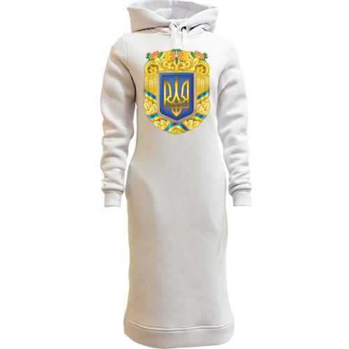 Женская толстовка-платье с большим гербом Украины (3)