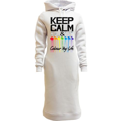 Женская толстовка-платье Keep calm and colour  your life (2)