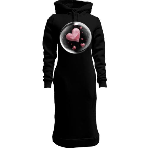Женская толстовка-платье с объемными сердцами