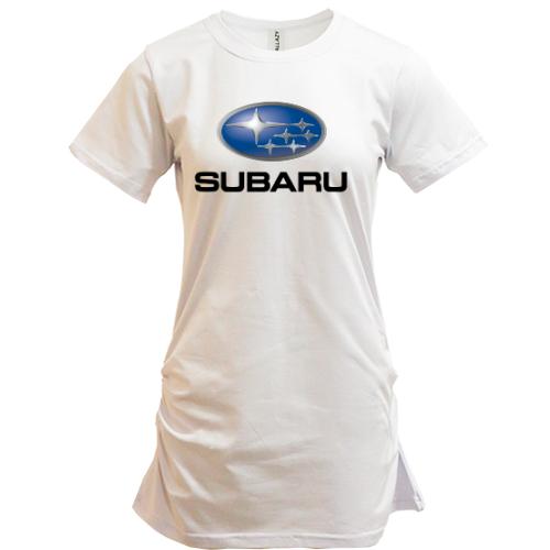 Подовжена футболка з лого Subaru