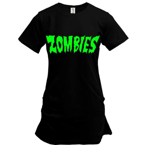 Подовжена футболка  з написом Zombies