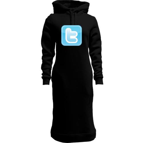 Женская толстовка-платье с иконкой Twitter