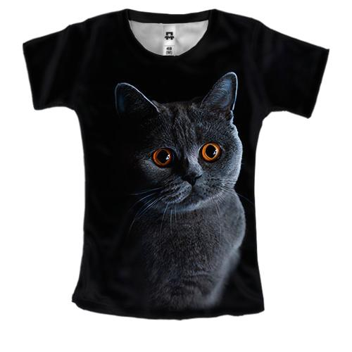 Женская 3D футболка с котом 