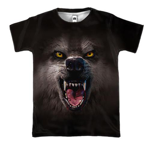 3D футболка Злой волк