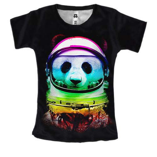 Женская 3D футболка Панда-космонавт
