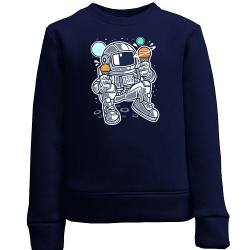 Детский свитшот с космонавтом мороженым планетами