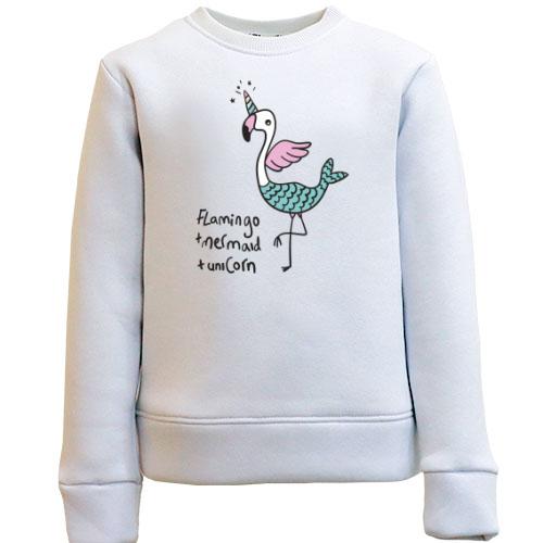 Детский свитшот Flamingo + Mermaid + Unicorn