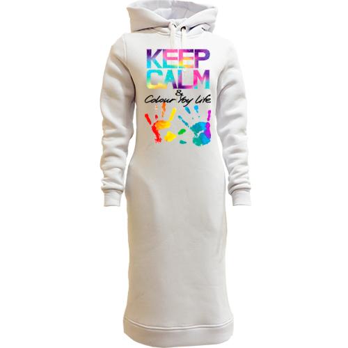 Женская толстовка-платье Keep calm and colour  your life