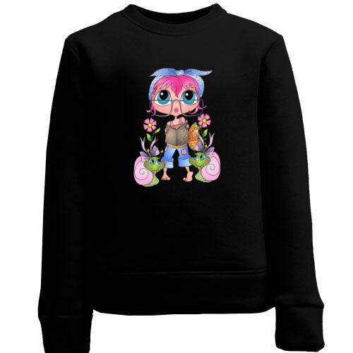 Детский свитшот Girl with pink hair