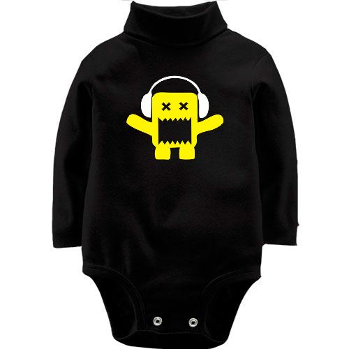 Детское боди LSL Yellow monster in the headphones.