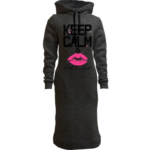 Женская толстовка-платье Keep calm & kiss me