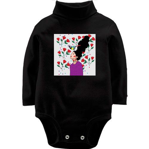 Дитяче боді LSL Brunette with bird
